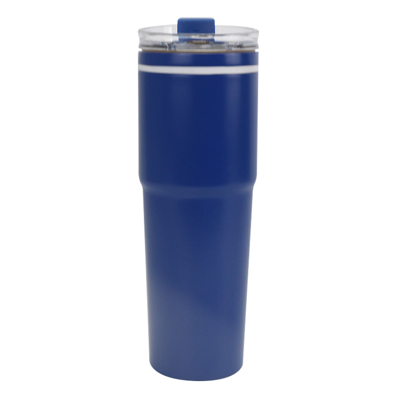 750ml Large Capacity Blue Sliding Cover Car Tumbler With Coaster