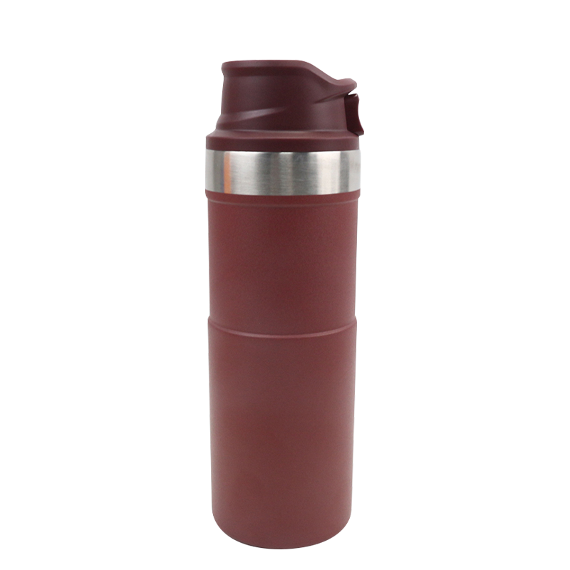 500ml 304 Stainless Steel PP Plastic Anti-fading Push-to-drink Sports Bottle Thermos