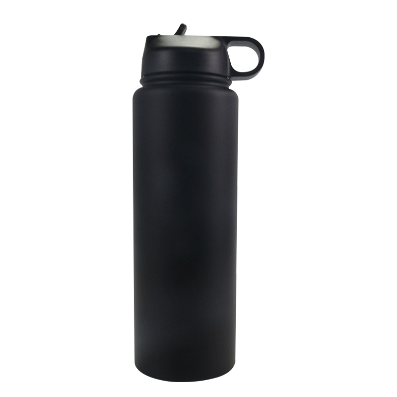 900ml Large Capacity Black Handle Carrying Ring Straw Mouth Sports Bottle