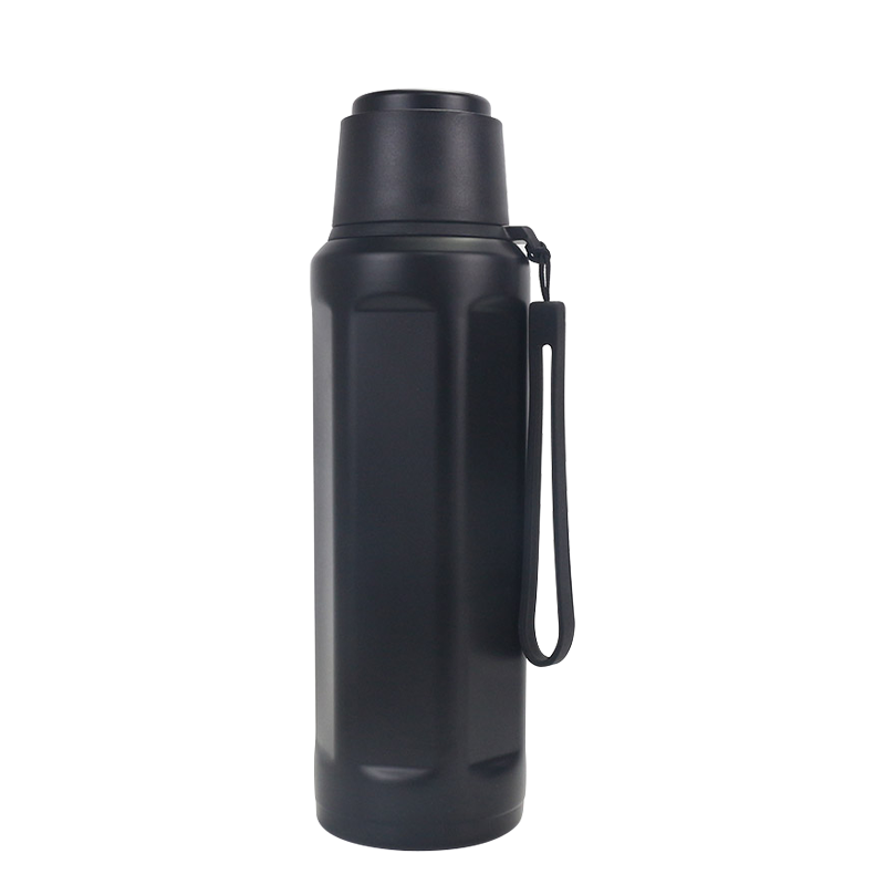 500ml 304 Stainless Steel Black Silicone Carrying Ring Double Lid Vacuum Thermos