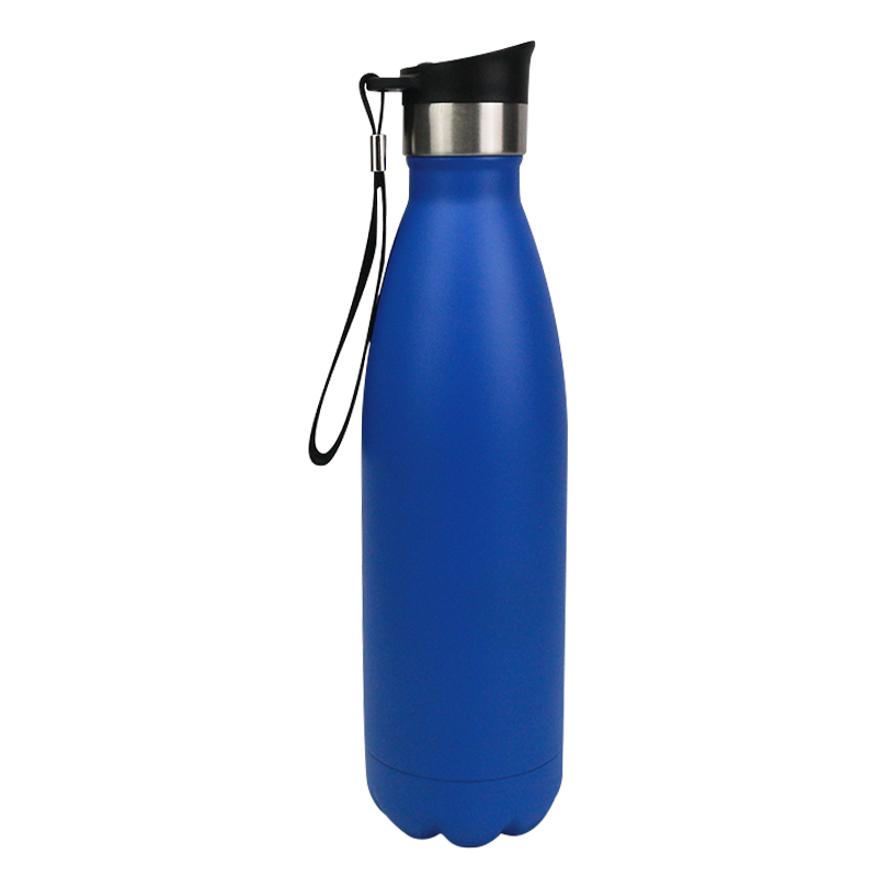 500ml Blue Painting Silicone Carrying Ring Press Lid Cola Bottle