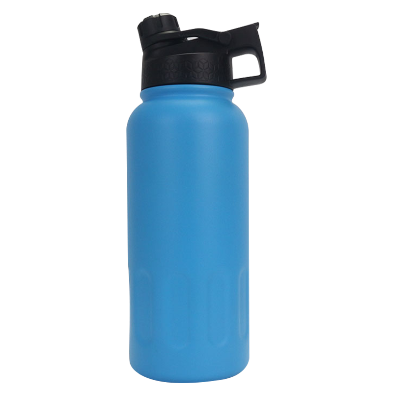 1000ml Blue PP Drink Directly or Straw Outdoor Sports Bottle with Carrying Ring